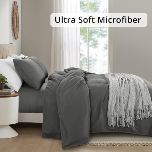 416hi54wgtl.jpg HOMBYS Ultra Soft Microfiber Grey Oversized King Duvet Cover for All Season (120x120 Inch, Grey, Oversized King) HOMBY