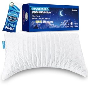 Neck and Shoulder Pain Relief Adjustable Shredded Memory Foam Pillow for Side Sleepers | Ergonomic Curved Memory Foa