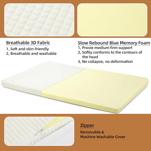 417gdswpnhl 1.jpg HOMBYS Ultra Thin Memory Foam Pillow for Stomach, Back and Side Sleepers with Adjustable Heights and Removable Cover (4P
