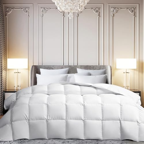 417lkyqdctl 1.jpg Martha Stewart White Goose Feather Down Fiber Queen Size Comforter - All Season Duvet Insert with 8 Corner Loops