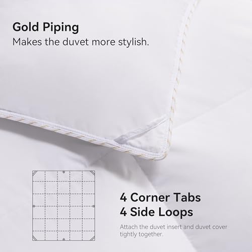 417asjhlbal.jpg Luxury Goose Feather Down Comforter for Oversized King Size, Ultra-Soft All Season Duvet Insert with Sorona Fill (White,