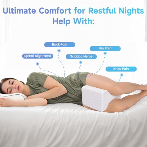 417ememu0kl 1.jpg CloudBliss Cooling Leg Pillow for Side Sleepers - Memory Foam Knee Pillow for Hip Pain, Lower Back Pain, Sciatica Pain -