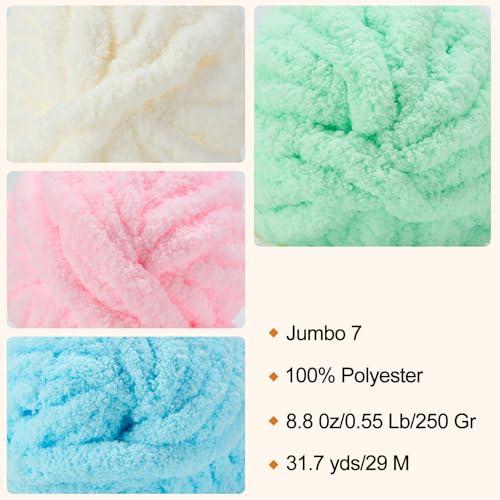 417hbtanzrl.jpg ERLYEEN Soft Chunky Chenille Yarn for Arm Knit Blankets