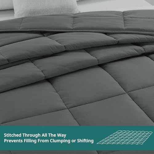 417l4zfnecl.jpg HOMBYS Oversized King Comforter Grey for All Season Lightweight Quilted Down Alternative Duvet Insert 8 Corner Tabs