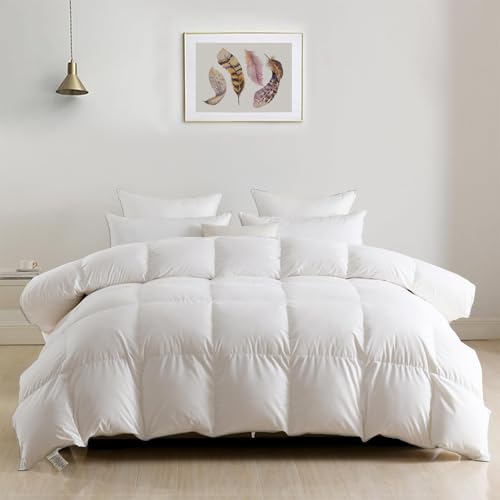 417mjqniral.jpg DWR Luxury King Down Feather Fibers Comforter - Ultra-Soft Cotton Blend Fabric, All Season, Medium Weight, Hotel Styl