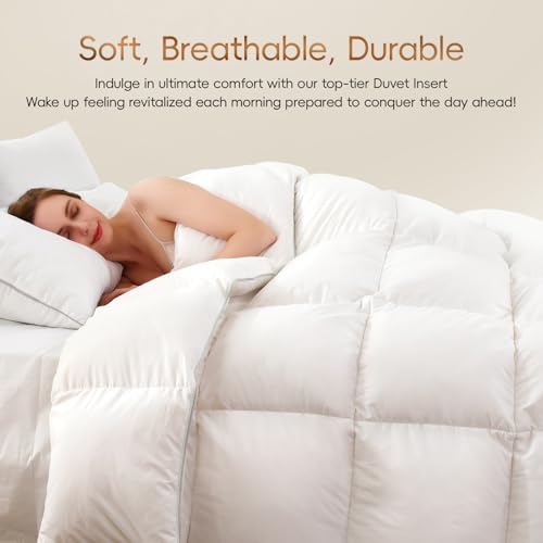 417o5k bxll 1.jpg Luxury 900+ Fill Power Goose Feather Down Fiber Comforter for King Size - 1600 TC/DM Cotton Blend + 8 Corner Tabs + 3D B