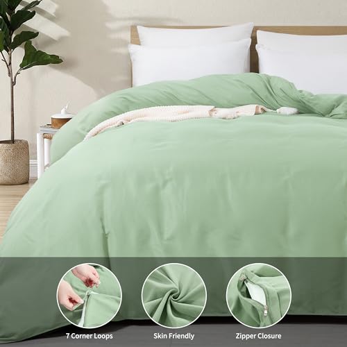 417xytw6sml 2.jpg Oversized King Duvet Cover Ultra Soft Microfiber Sage Green for All Season (Sage Green, 120 x 120 Inch) Oversized King U