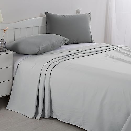 418xqts8mpl 2.jpg HOMBYS Light Grey Oversized King Flat Sheets, Soft & Durable, 120x120 Inches