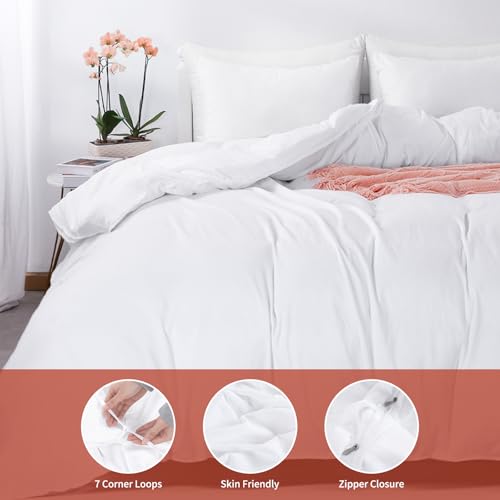 418zmtuzhxl 1.jpg Oversized King Duvet Cover Ultra Soft Microfiber White for All Seasons Zip Closure
