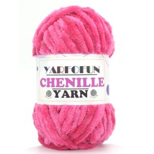 Hot Pink Chunky Chenille Yarn for Beginners | Soft Fluffy Velvet Chenille Yarn for Crocheting Baby Blanket | Thick
