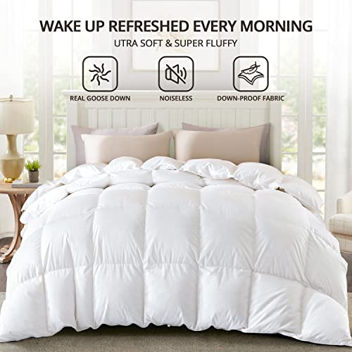 419f0iiv2wl.jpg Globon Winter White Goose Down Comforter King Size | Ultra Soft Noiseless White Goose Down Duvet Insert | Globon 80