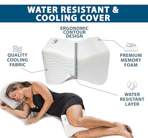 419oilqebal 1.jpg ComfiLife Cooling Knee Pillow for Side Sleepers – Hip Pain Relief for Side Sleepers – Memory Foam Pillow with Strap