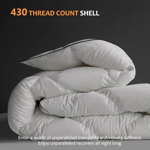 419gekl7fml.jpg Ivory White Luxury Oversized King Thin Duvet - High Fill Power Comforter - Ultra-Soft & Fluffy