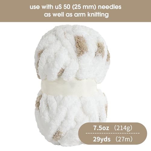 41a43xpkkol 1.jpg Chunky Chenille Yarn for Hand Knitting | Fluffy Plush Thick Yarn for Arm Knitting | Big Soft Speckle Yarn for Croch