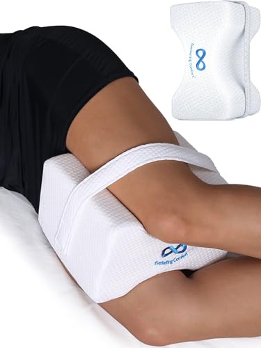 41a8vopvc4l 1.jpg Everlasting Comfort Memory Foam Leg & Knee Pillow - Side Sleepers - Sciatica Pain Relief - Adjustable Strap - FSA/HSA El