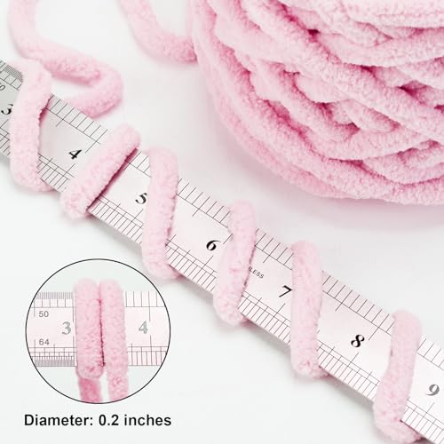 41ay2lsqb8l.jpg INNDUN Pink Chenille Yarn 6 Super Bulky 72 Yards Knitting Crocheting Crafts