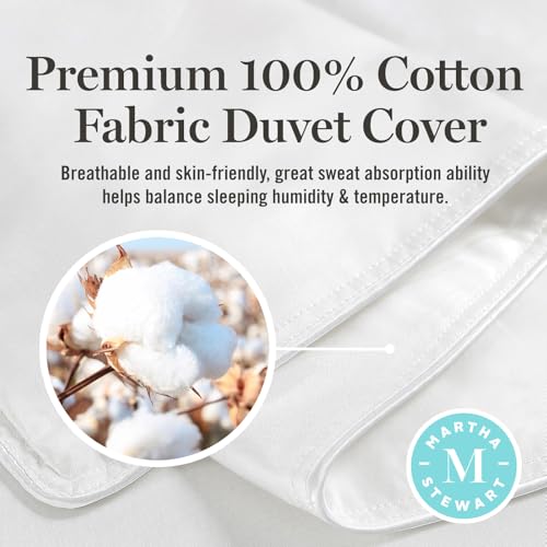 41azatw4sdl 3.jpg Martha Stewart Goose Feather Down Fiber Cotton Comforter Queen, Hypoallergenic Hotel Collection, Queen Size All Season M