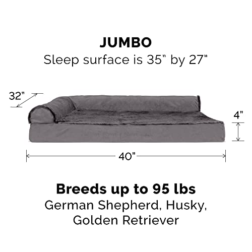 41afncsupml.jpg Furhaven Plush & Velvet L Shaped Chaise Orthopedic Dog Bed for Large Dogs, Removable Bolsters & Washable Cover - Up to 9