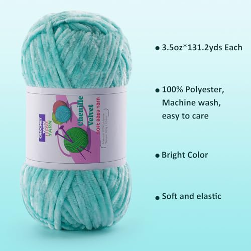41aguw4thul.jpg Mint Green 2 Skeins Fluffy Chunky Yarn for Crocheting and Knitting