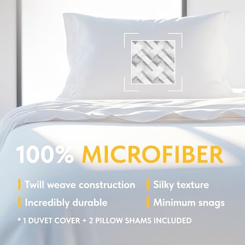 41ajkqfj9hl.jpg Classic White Microfiber Duvet Cover with Zipper, King Size for Luxury Sleep | Set of 1 White King Size Down Comfort