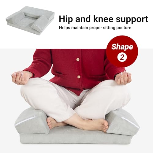 41avww6z5sl.jpg HOMBYS Meditation Cushion Large Yoga Pillow for Adult Sitting on Floor with Grey Color and 2 Knee Cushions | HOMBYS