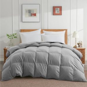 Joysoul King Size Down Comforter - All Season Ultra Soft Goose Down & Feather Fiber Fill, Luxury Hotel Dark Gray Duvet I