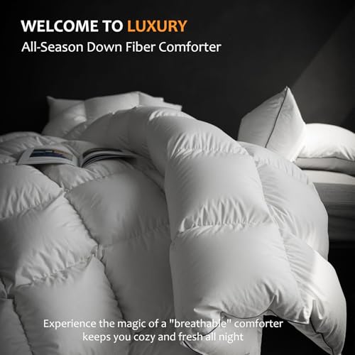 41axzmdp2l.jpg Ivory White Luxury Oversized King Thin Duvet - High Fill Power Comforter - Ultra-Soft & Fluffy
