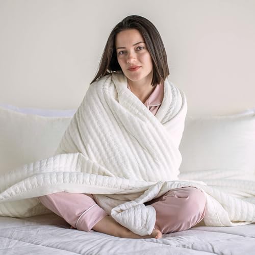 41b xyoqprl.jpg KASENTEX Ultra Soft Quilt Coverlet Blanket Set - Machine Washable, Lightweight, Stone-Washed, Detailed Stitching (Ivory,