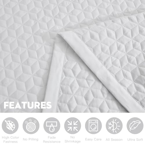 41bgemvjnl.jpg Oversized King Bedspread for Extra Wide Beds, Modern Look, Lightweight & Reversible Microfiber Cover, 100% Pure White