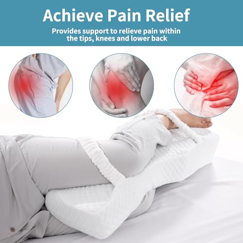 41bxpedz9l 4.jpg HOMBYS Memory Foam Knee Pillow for Side Sleepers - Leg Support with Straps for Sleeping, Elevation for Pregnancy and Bac