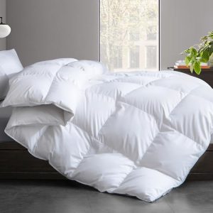 Cosybay King Size All Season White Feather Down Fiber Comforter - Luxury Medium Warmth 100% Cotton Cover-King, 106 x 90