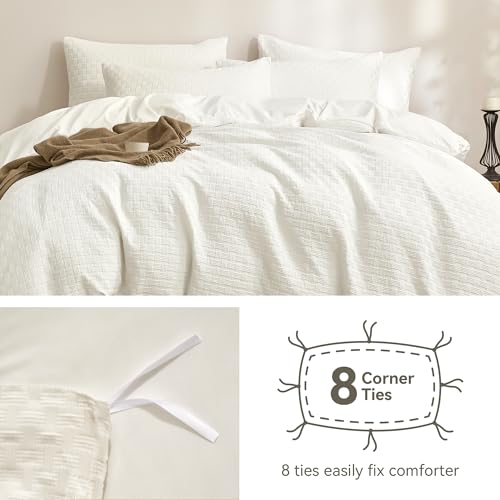 41bzx6t8gjl.jpg JELLYMONI King Size Waffle Weave Duvet Cover Set for Adults Soft Microfiber Tufted Textured Breathable Comforter Cove