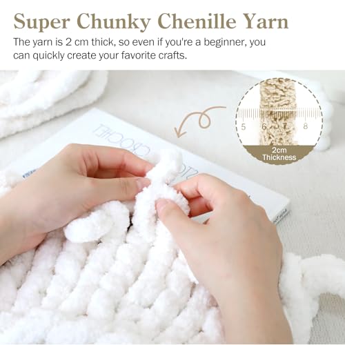 41cfutnccul.jpg chunky chenille yarn for crocheting and knitting, fluffy beige skein pack
