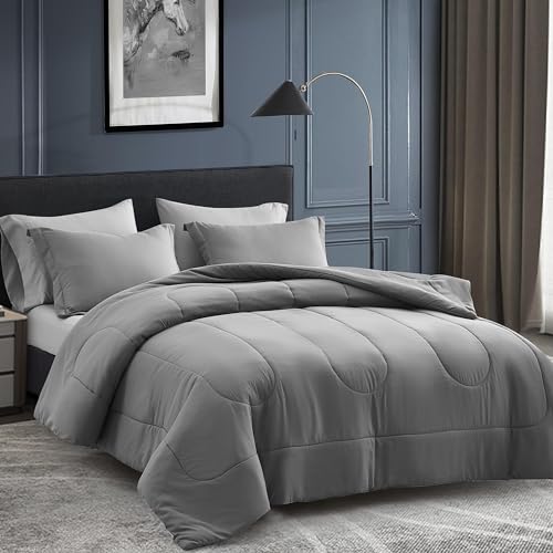 41cy8ypgbfl.jpg Maple&Stone Oversized King Comforter Set - All Season Grey Bedding (7 Pieces)