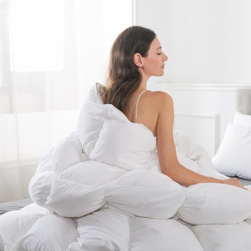 41cfn9w3bl 1.jpg BedTreat Premium Goose Feather Down Comforter for Queen Size, Fluffy & Soft | BedTreat All Seasons Queen Size Down D