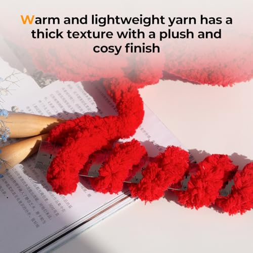 41cigd78dbl.jpg Chunky Fluffy Yarn 8 Pack for Knitting & Crocheting(Red 28yds 8oz Each)
