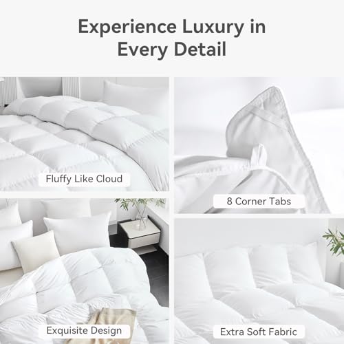 41cpg ktdwl.jpg L LOVSOUL 75% Goose Down Fiber King Size Comforter, Fluffy Ultra Soft & All Season White Duvet Insert for Ultimate Co