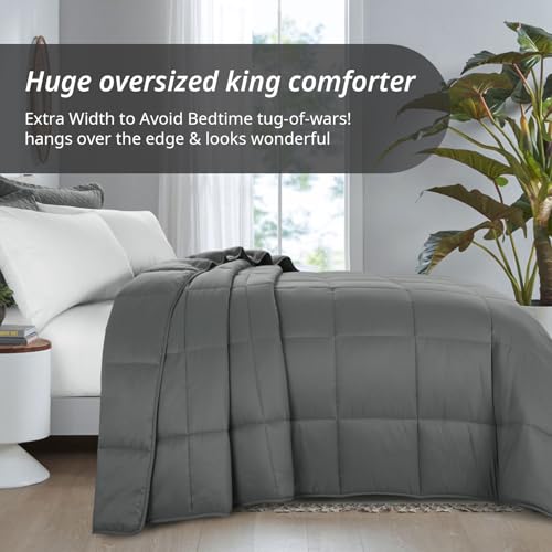 41d3x10xcgl 1.jpg HOMBYS Oversized King Comforter Grey for All Season Lightweight Quilted Down Alternative Duvet Insert 8 Corner Tabs Best