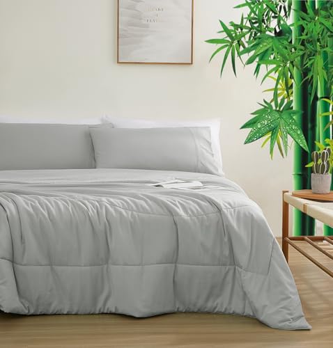 41dg0tiwoxl.jpg Gray Light Weight Natural Bamboo Viscose Comforter Set for Sleeping | Soft And Smooth Gray Queen Size Natural Bamboo