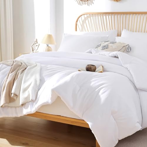 41dds8yuppl.jpg ROSGONIA Comforter for Girls Boys Teens Full Size White, Lightweight Soft All Season Bedding Set (3pcs Boho Comforter &