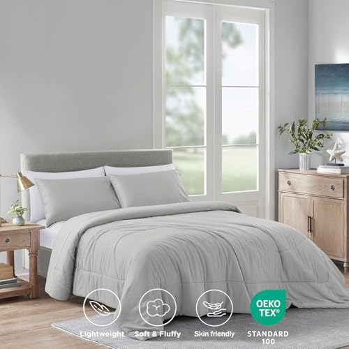 41didghtn2l.jpg Gray Light Weight Natural Bamboo Viscose Comforter Set for Sleeping | Soft And Smooth Gray Queen Size Natural Bamboo
