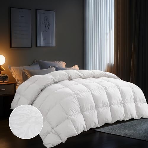 41dnosb0kkl 1.jpg Puredown Goose Down Comforter - Queen Size - White - All Season Warmth - 100% Cotton Cover - 90x88 Inch Puredown Goose