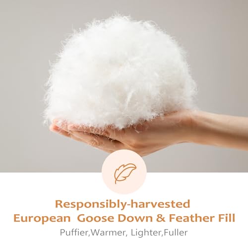 41e2wknr2bl 1.jpg Premium Luxury Goose Feather Down Comforter for King Size Bed, Fluffy and Cozy All Season Cover with 1000T 100% Cotto