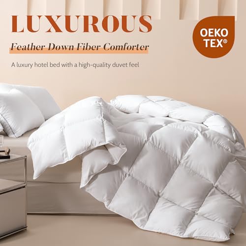 41einbwn1jl.jpg Cosybay Fluffy Feather & Down Comforter, Oversized King, All-Season White