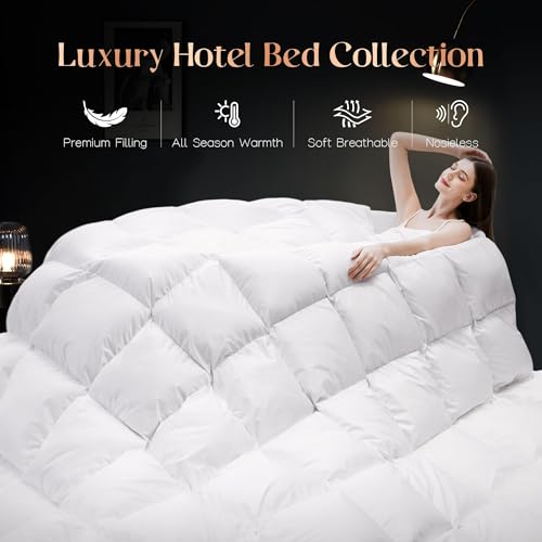 41ety2jth9l 1.jpg Cosybay Fluffy Cotton Feather Comforter for Queen Size, White All Season Luxury Comforter with Corner Tabs Cosybay Feath