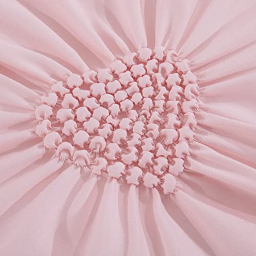 41evuu27l8l.jpg HOMBYS Pink Blush Pinch Pleat Comforter Set for Girls All Season with Matching Sheets and Shams
