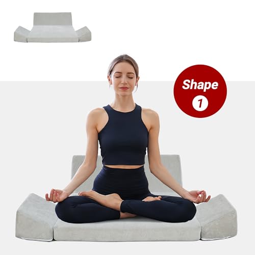 41evokg7n8l.jpg HOMBYS Meditation Cushion Large Yoga Pillow for Adult Sitting on Floor with Grey Color and 2 Knee Cushions | HOMBYS