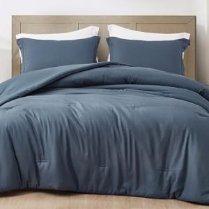 Chezmoi Collection Cliff 3-Piece Lightweight Cooling Comforter Set for Hot Sleepers - Steel Blue