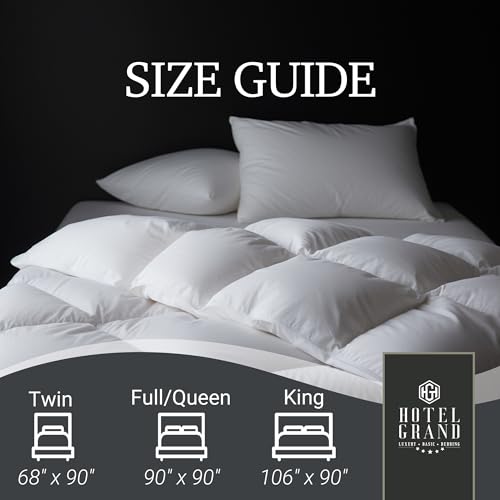41f1icgvnrl 3.jpg Luxury White Goose Feather Down Comforter Full Queen Size, 100% Cotton All Season Duvet Insert Queen, Medium Warmth Bedd