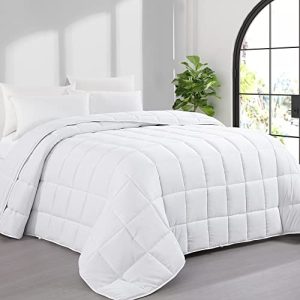 HOMBYS White 136x120 Alaskan King Size Comforter for All Season, Extra Large Down Alternative Bed Comforter with Corn